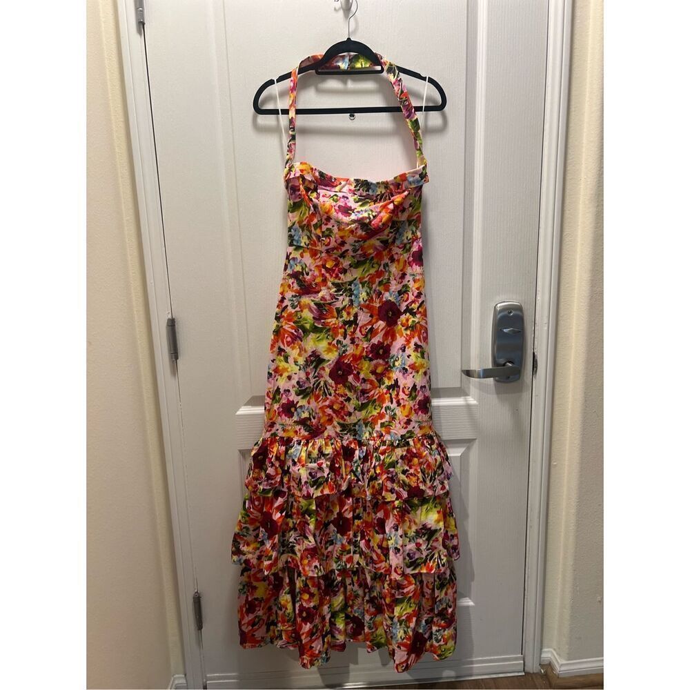 ELLIATT Elira Floral halter neck Maxi Dress Wedding Guest Cocktail size S NWT - Picture 5 of 8